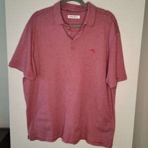 Tommy Bahama Red Striped Polo Shirt Men’s Short Sleeve Casual Cotton Size LG